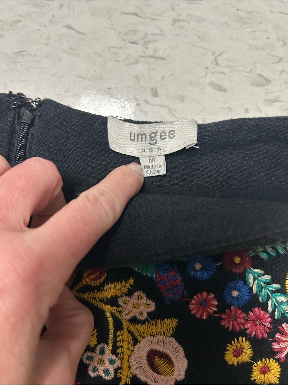 Umgee Black Embroidered Floral Mini Skirt Boho Folk Medium Boho Cottagecore - Picture 4 of 6